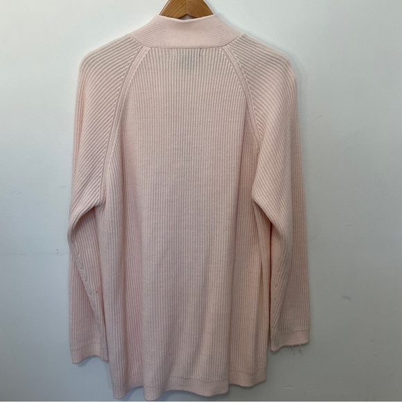 Vintage Pastel Pink Chunky Ribbed Oversized Slouchy Cardigan Sweater Long - Picture 4 of 6